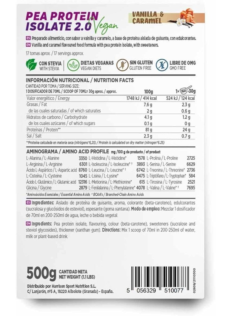 أتش أس أن بروتين البازلاء المعزول من HSN | نكهة طبيعية 500 غرام = 17 حصة | نباتي 100% | بروتين البازلاء المعزول | غير معدل وراثيًا، خالٍ من الغلوتين، خالٍ من الصويا، أو السكريات المضافة (500 غرام، فانيليا كراميل) - Image 2